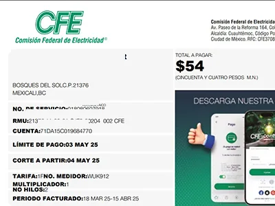 Recibo CFE después de paneles solares