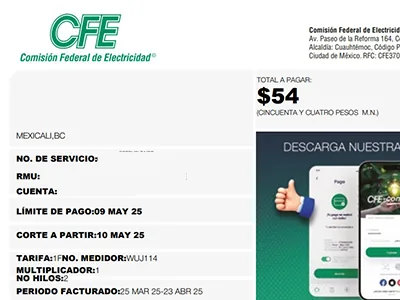 Recibo CFE después de paneles solares